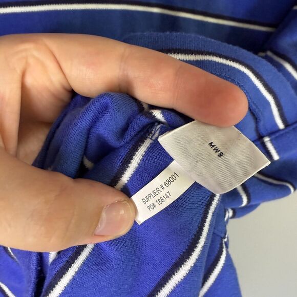 Polo Ralph Lauren Short Sleeve Collared Blue White Striped Yellow Pony Shirt L - Picture 6 of 6